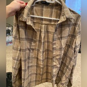 Shein flannels, brown & white